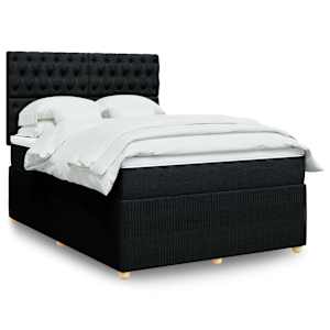 Box spring postelja z vzmetnico črna 160x200 cm blago