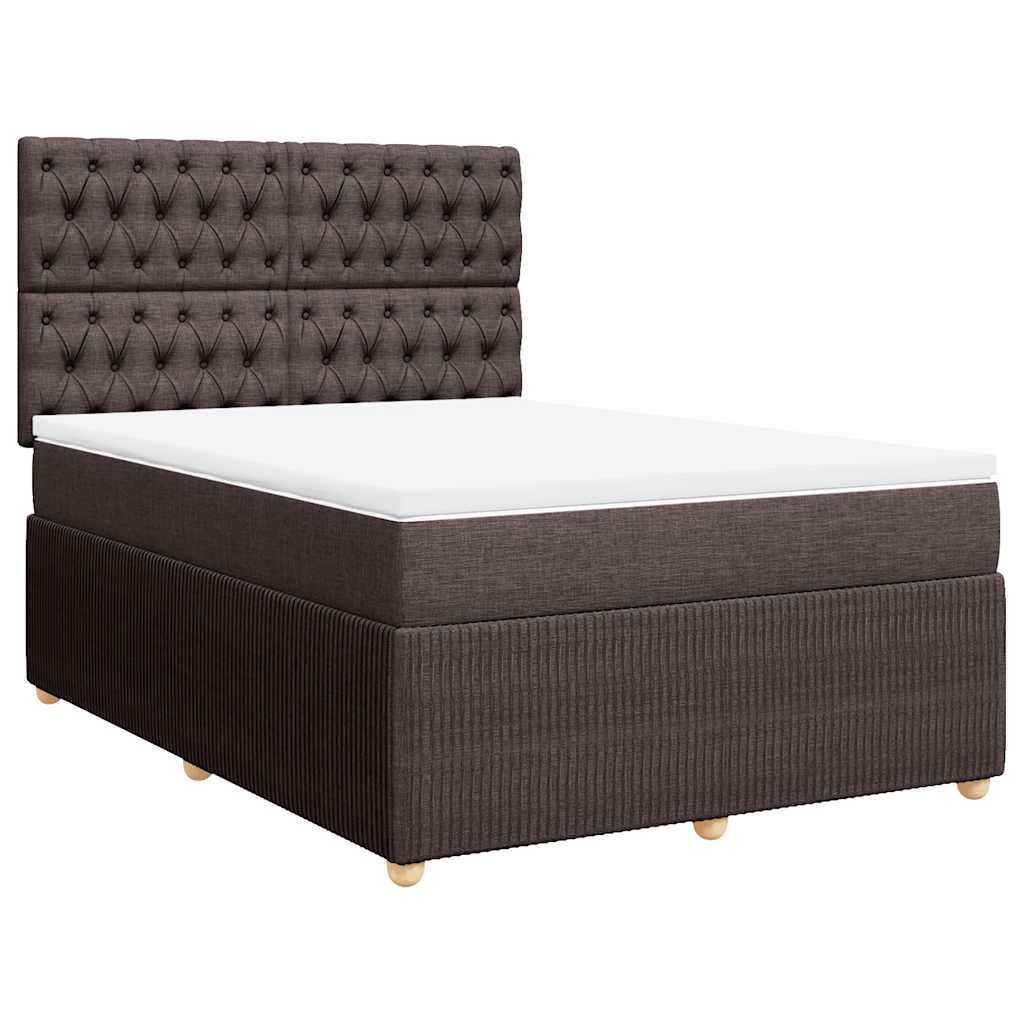 vidaXL Boxspring met matras stof donkerbruin 160x200 cm afbeelding