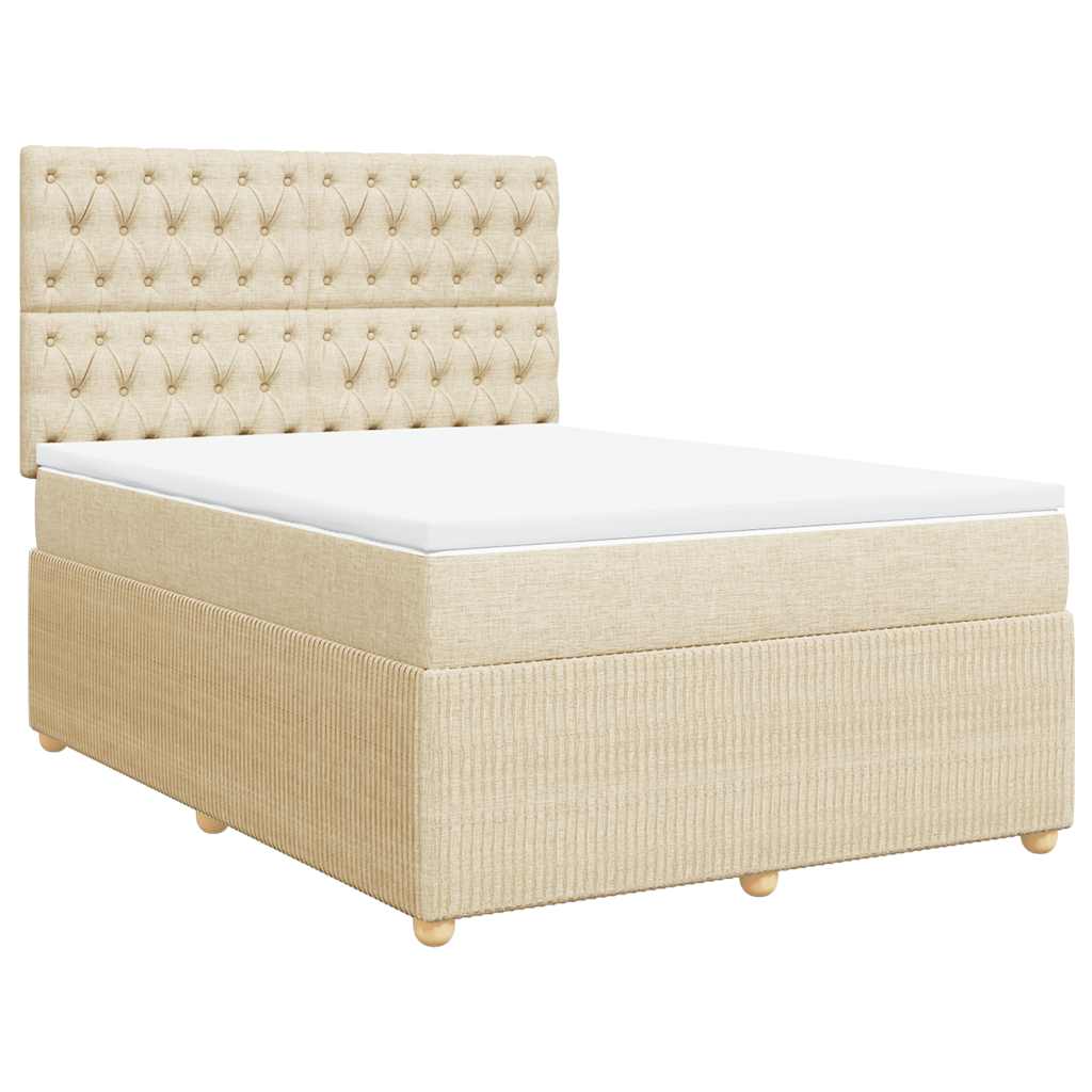 vidaXL Boxspring met matras stof crèmekleurig 160x200 cm afbeelding