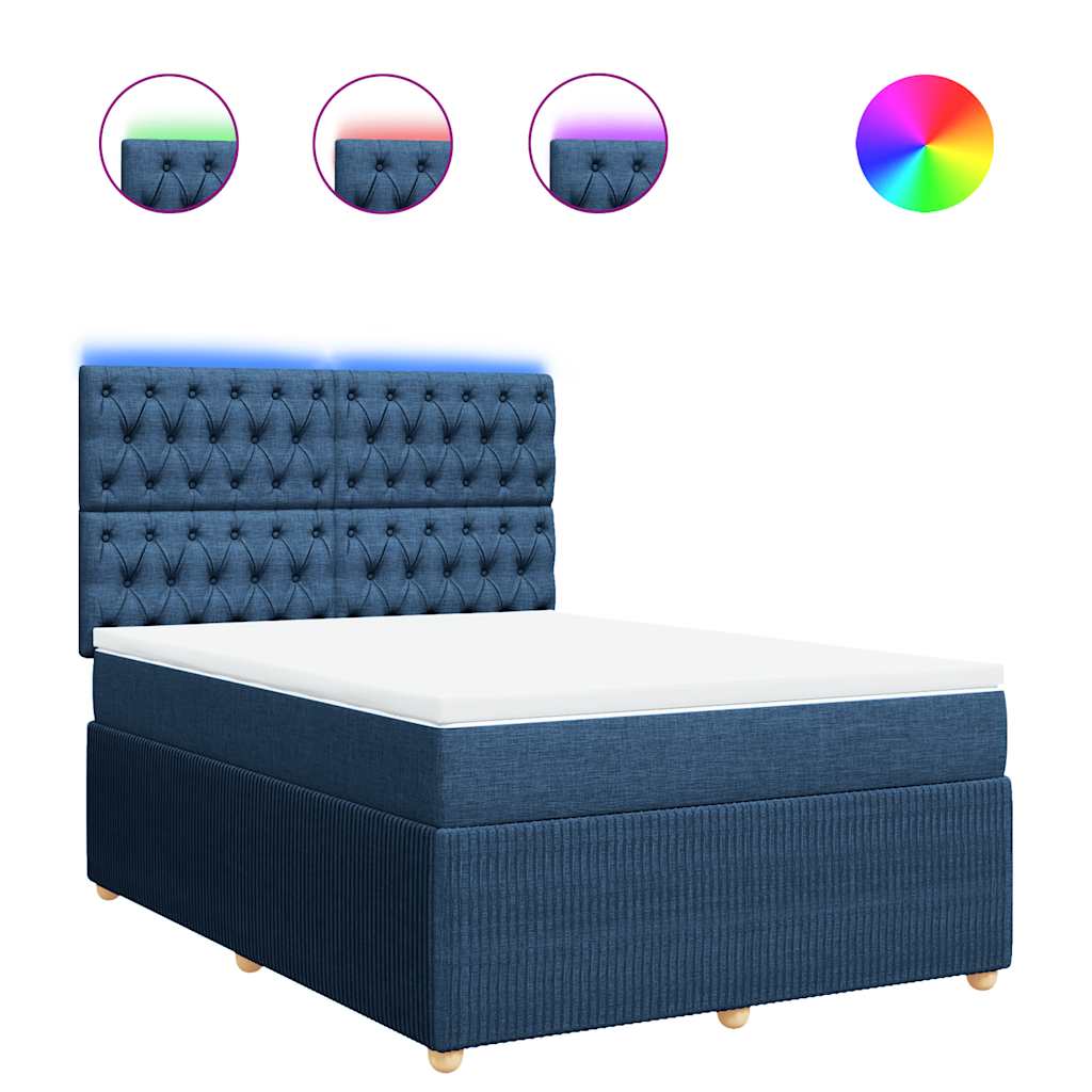 vidaXL Box spring postel s matrací modrá 160x200 cm textil