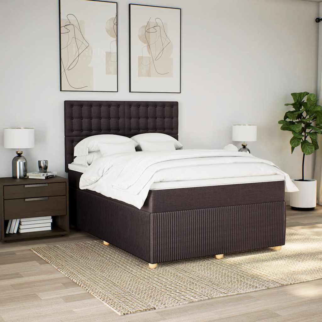 vidaXL Pat box spring cu saltea, maro închis, 160x200 cm, textil