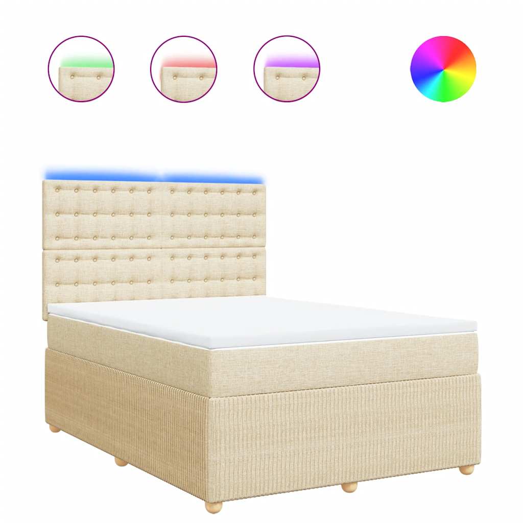 vidaXL Box spring postel s matrací krémová 160x200 cm textil