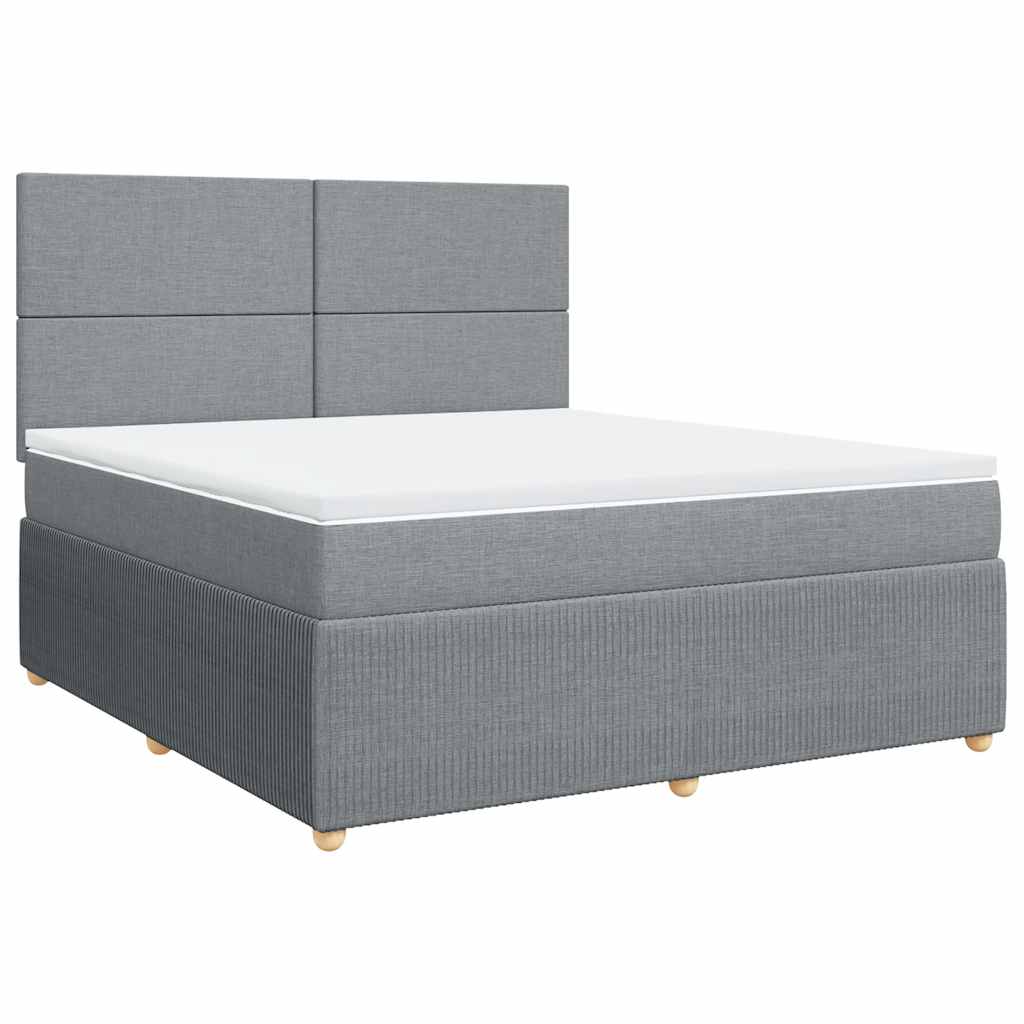vidaXL Boxspring met matras stof lichtgrijs 180x200 cm afbeelding