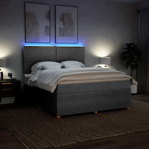 Box spring postel s matrací světle šedá 180 x 200 cm textil - obrázek 4