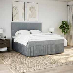 Box spring postel s matrací světle šedá 180 x 200 cm textil - obrázek 5