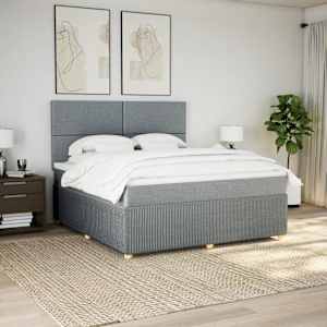 Box spring postel s matrací světle šedá 180 x 200 cm textil - obrázek 1