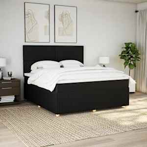 Box spring postelja z vzmetnico črna 180x200 cm blago