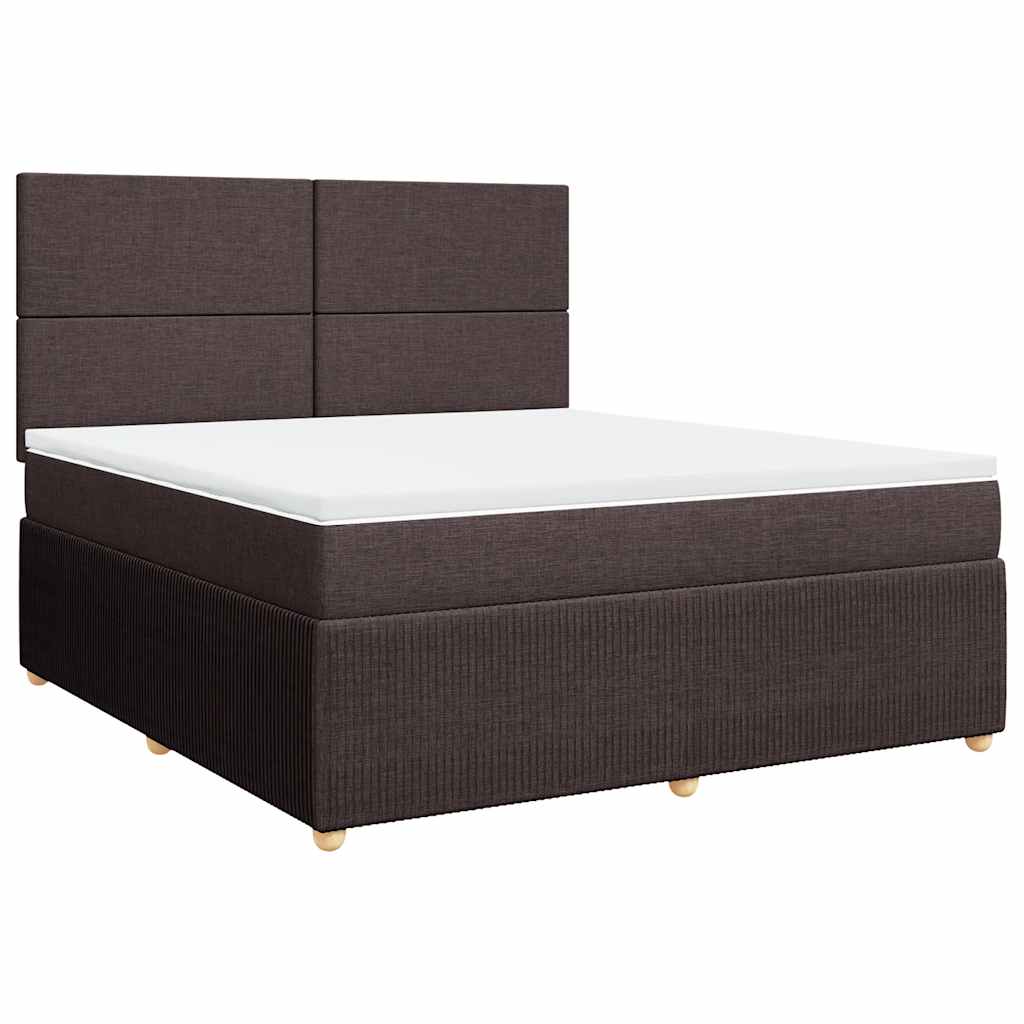 vidaXL Boxspring met matras stof donkerbruin 180x200 cm afbeelding
