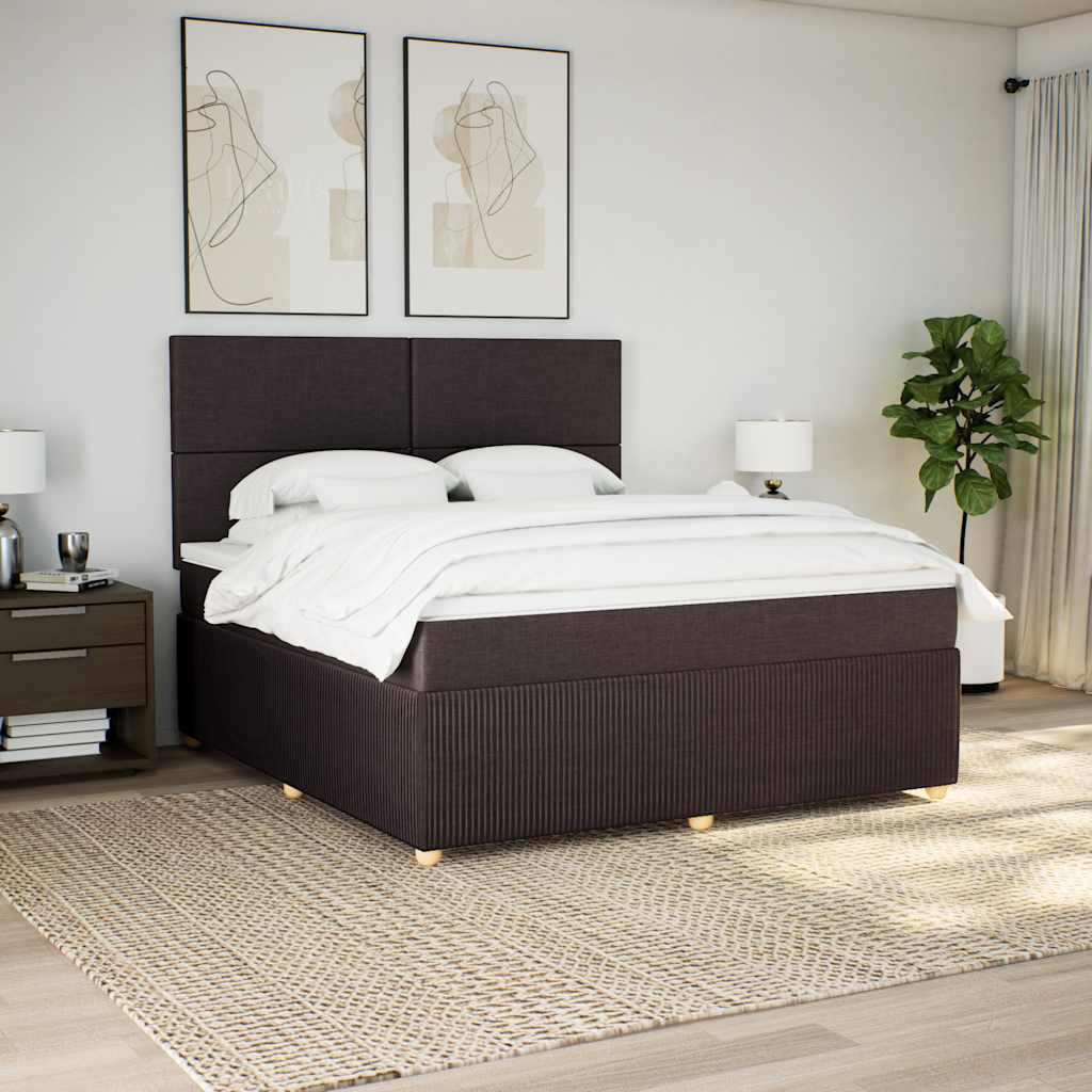 vidaXL Pat continental cu saltea maro închis 180x200cm material textil