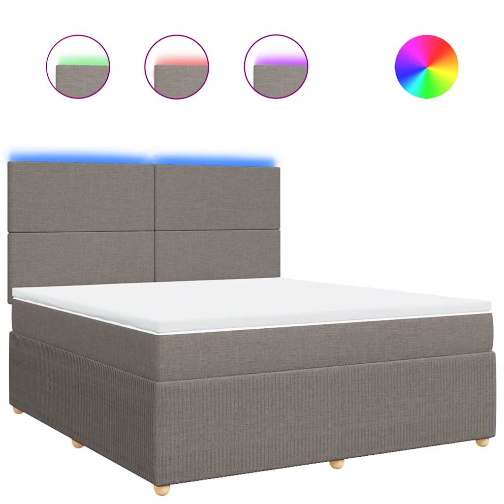 vidaXL Boxspring met matras stof taupe 180x200 cm, foto 3