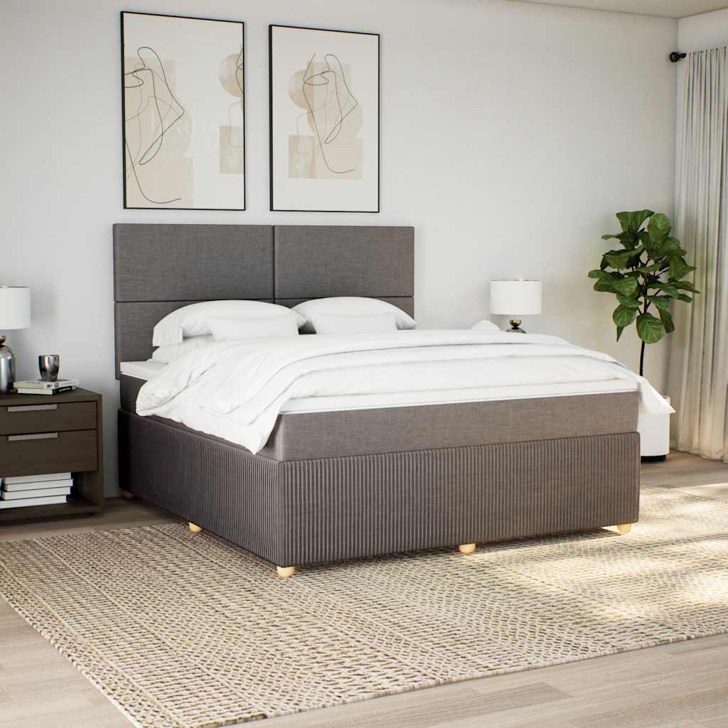 vidaXL Pat continental cu saltea, gri taupe, 180x200 cm, textil