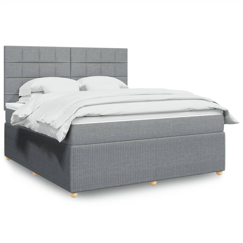 Boxspringbett mit Matratze Hellgrau 180×200 cm Stoff