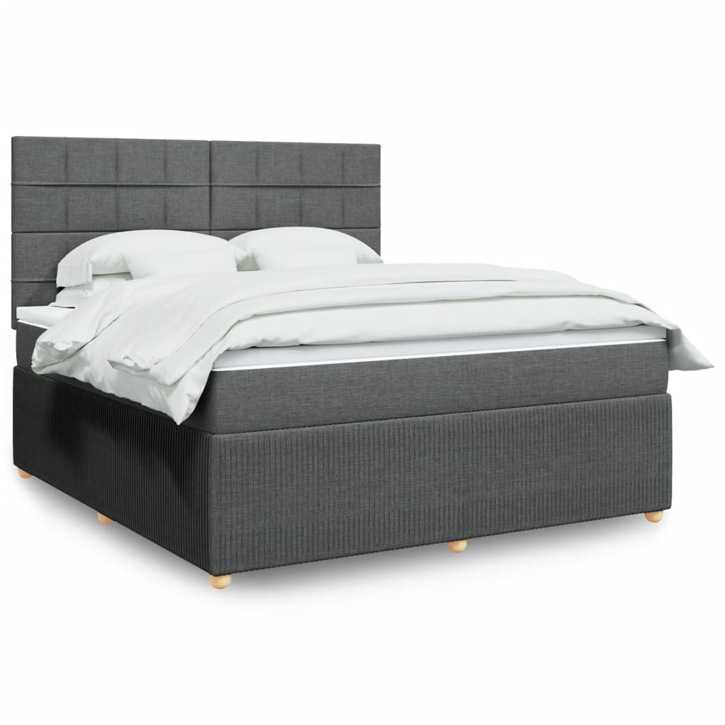 Boxspringbett mit Matratze Dunkelgrau 180×200 cm Stoff