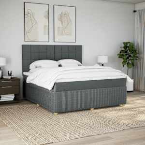 Box spring postel s matrací tmavě šedá 180x200 cm textil - obrázek 1