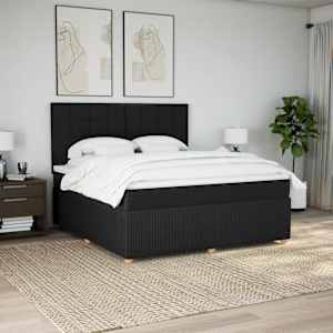 Box spring postelja z vzmetnico črna 180x200 cm blago