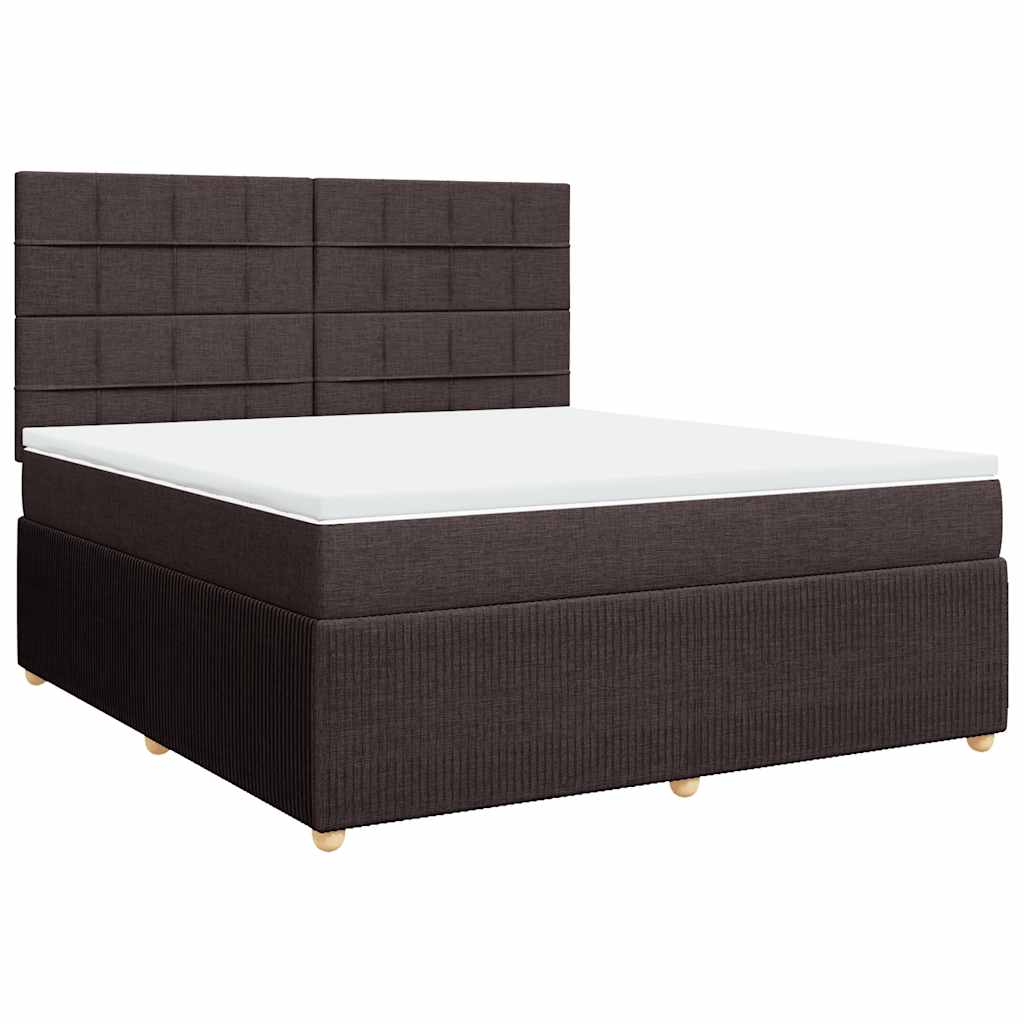 vidaXL Boxspring met matras stof donkerbruin 180x200 cm afbeelding