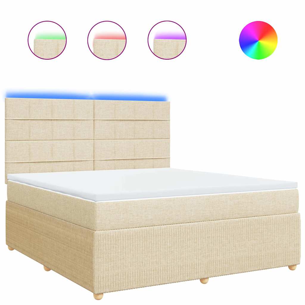 vidaXL Box spring postel s matrací krémová 180x200 cm textil