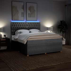 Box spring postel s matrací světle šedá 180 x 200 cm textil - obrázek 4