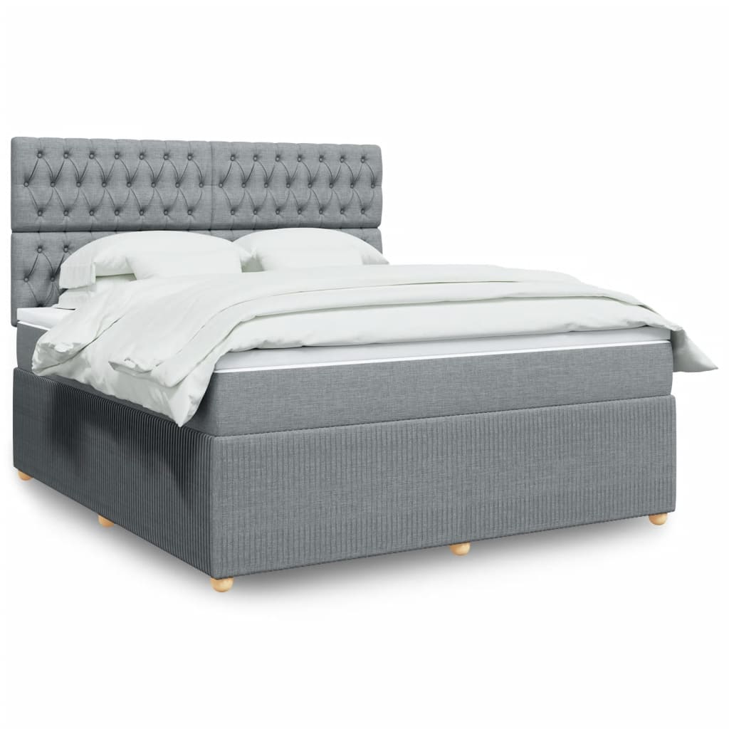 Boxspringbett mit Matratze Hellgrau 180×200 cm Stoff