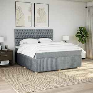 Box spring postel s matrací světle šedá 180 x 200 cm textil - obrázek 1