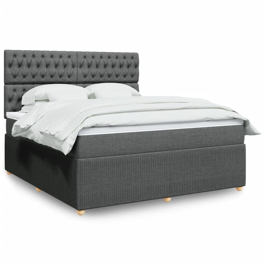 Boxspringbett mit Matratze Dunkelgrau 180×200 cm Stoff