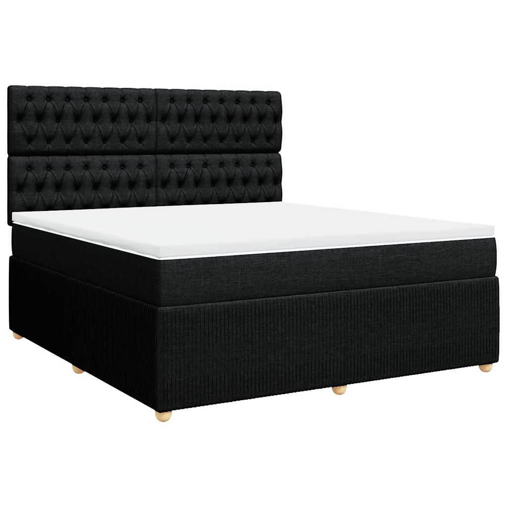 vidaXL Boxspring met matras stof zwart 180x200 cm afbeelding