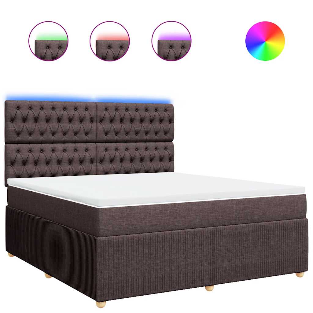 vidaXL Boxspring met matras stof donkerbruin 180x200 cm bruin, foto 3