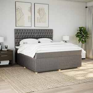 Box spring postel s matrací taupe 180x200 cm textil - obrázek 1