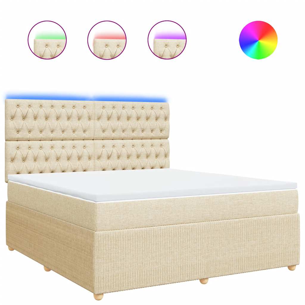 vidaXL Box spring postel s matrací krémová 180x200 cm textil
