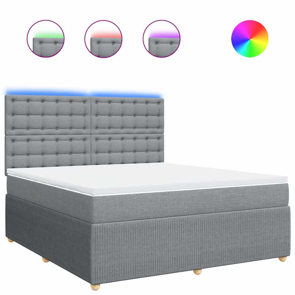 vidaXL Box spring postel s matrací světle šedá 180 x 200 cm textil