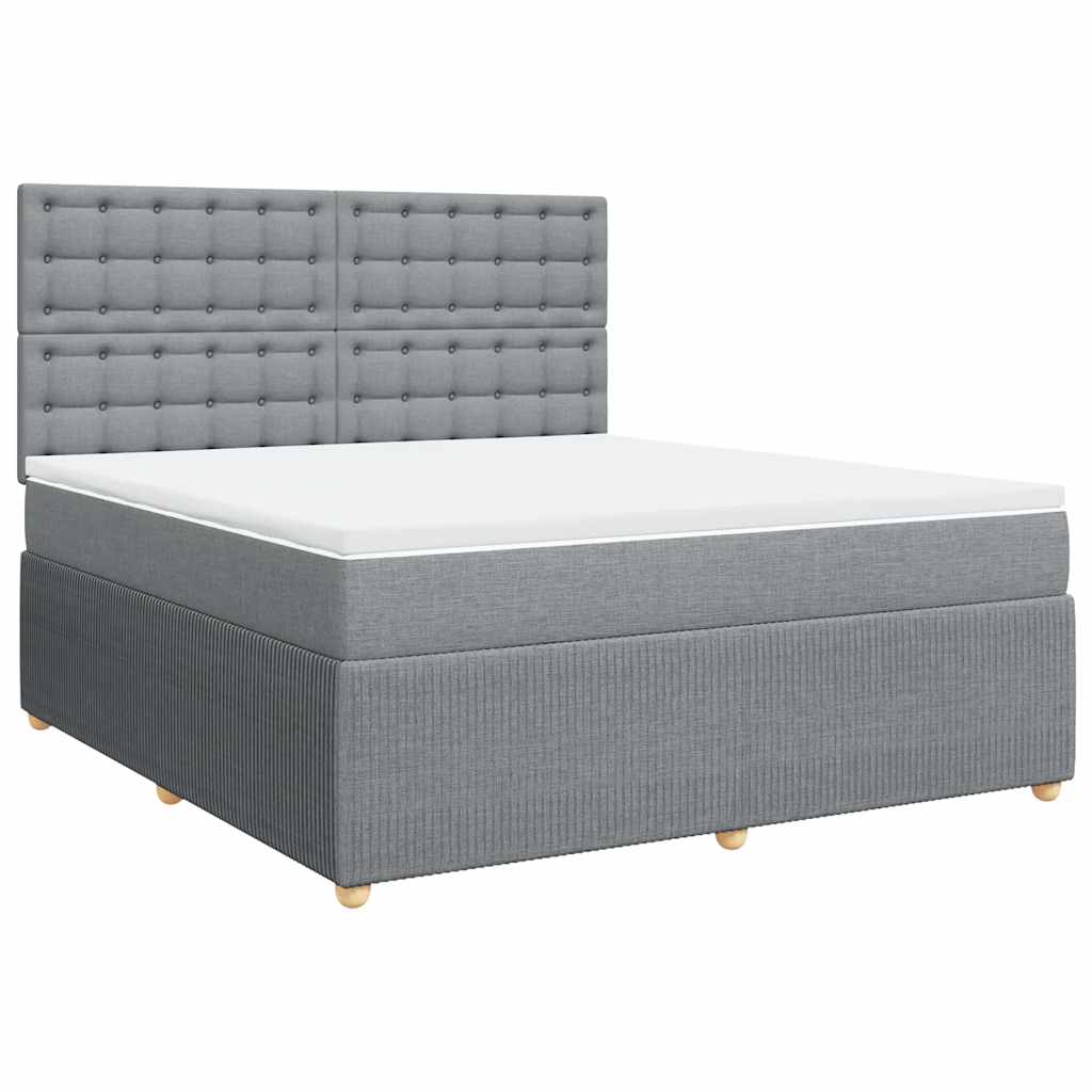 vidaXL Boxspring met matras stof lichtgrijs 180x200 cm afbeelding