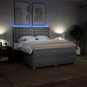 Box spring postel s matrací světle šedá 180 x 200 cm textil - obrázek 4