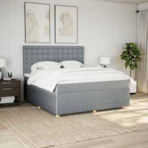 Box spring postel s matrací světle šedá 180 x 200 cm textil - obrázek 5