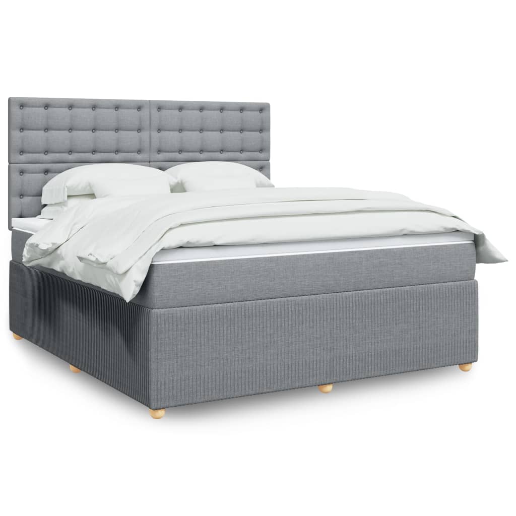 Boxspringbett mit Matratze Hellgrau 180×200 cm Stoff