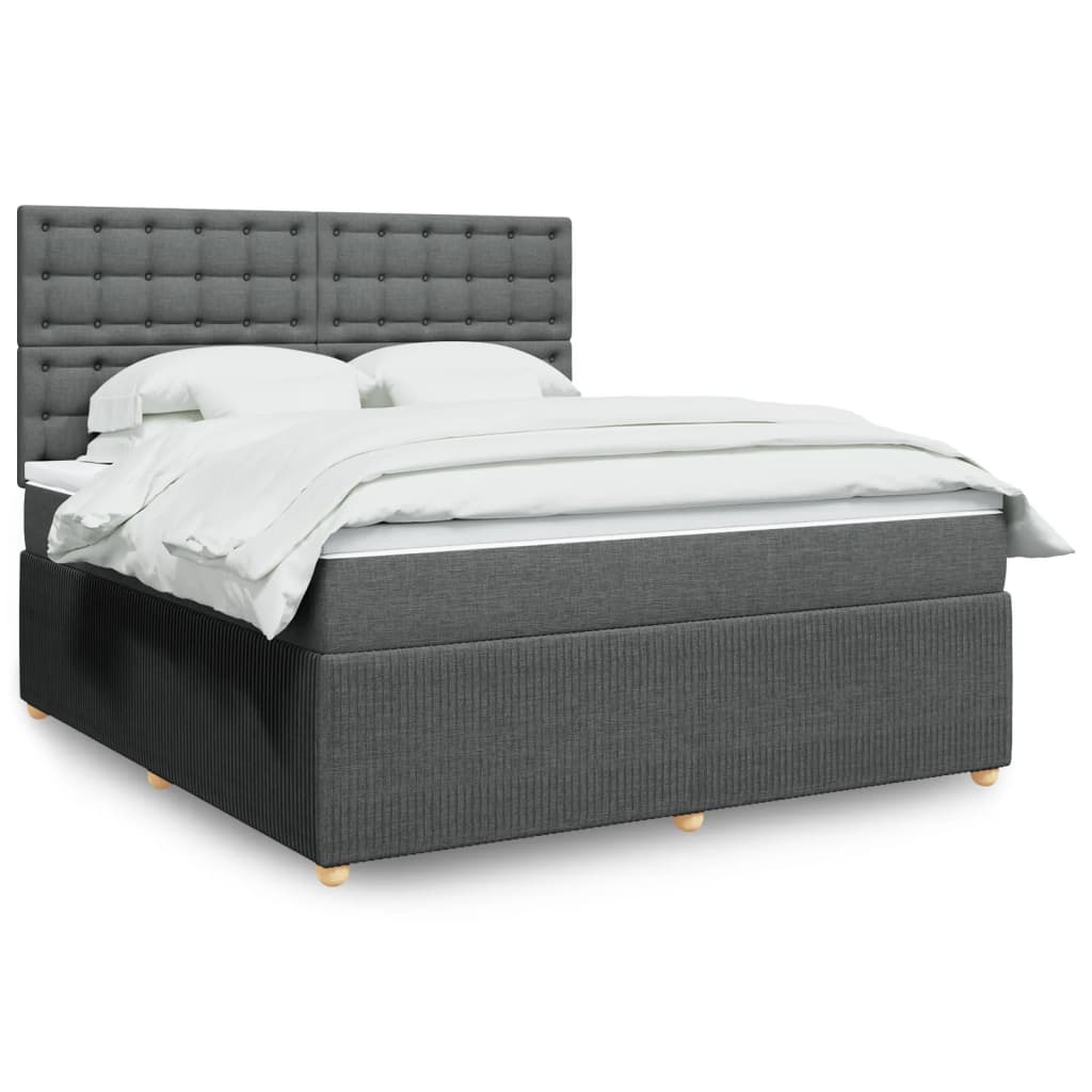 Boxspringbett mit Matratze Dunkelgrau 180×200 cm Stoff