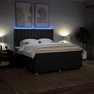 Box spring postel s matrací černá 180x200 cm textil - obrázek 4