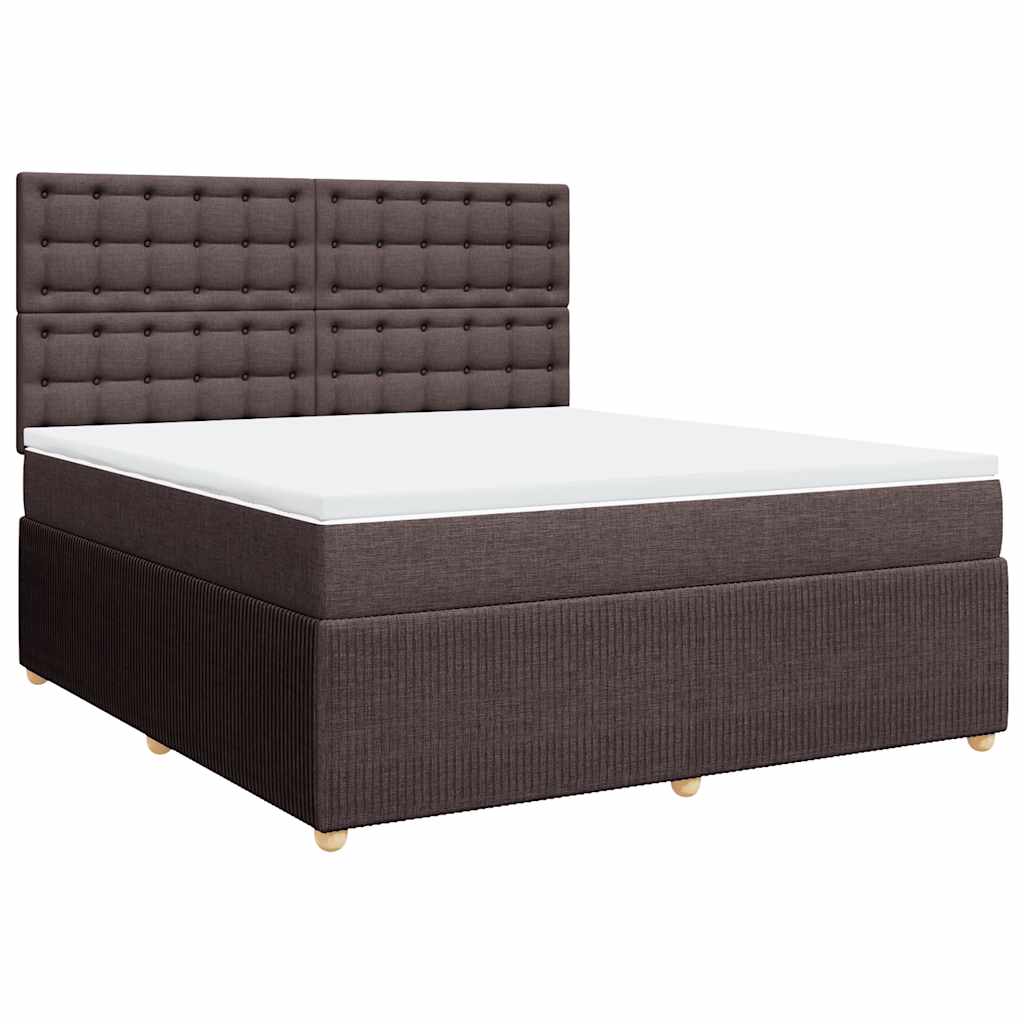 vidaXL Boxspring met matras stof donkerbruin 180x200 cm afbeelding