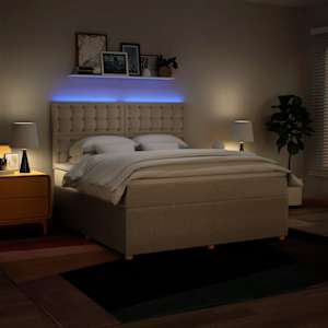 Box spring postel s matrací krémová 180x200 cm textil - obrázek 4