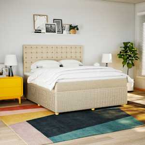 Box spring postel s matrací krémová 180x200 cm textil - obrázek 5