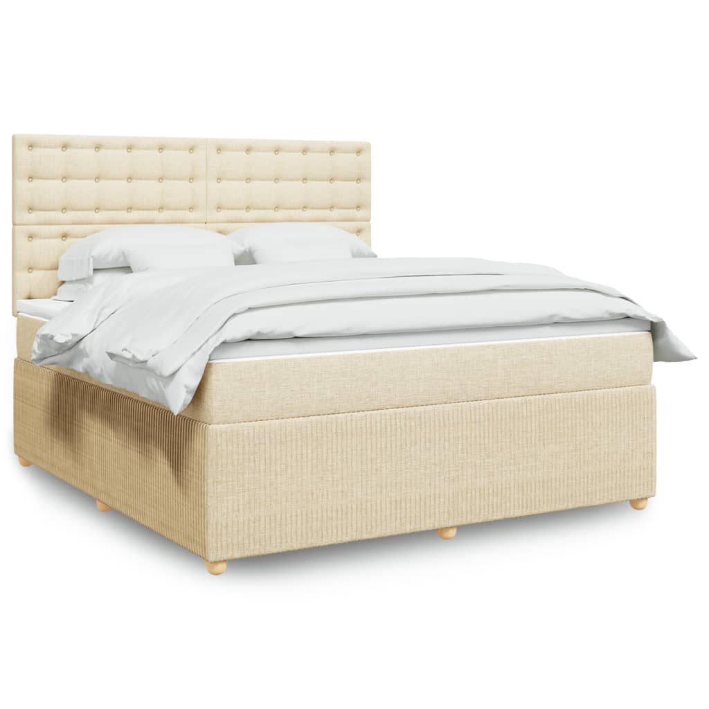 Boxspringbett mit Matratze Creme 180×200 cm Stoff