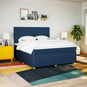 Box spring postel s matrací modrá 180x200 cm textil - obrázek 5