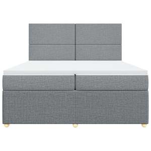 Box spring postel s matrací světle šedá 200 x 200 cm textil - obrázek 6
