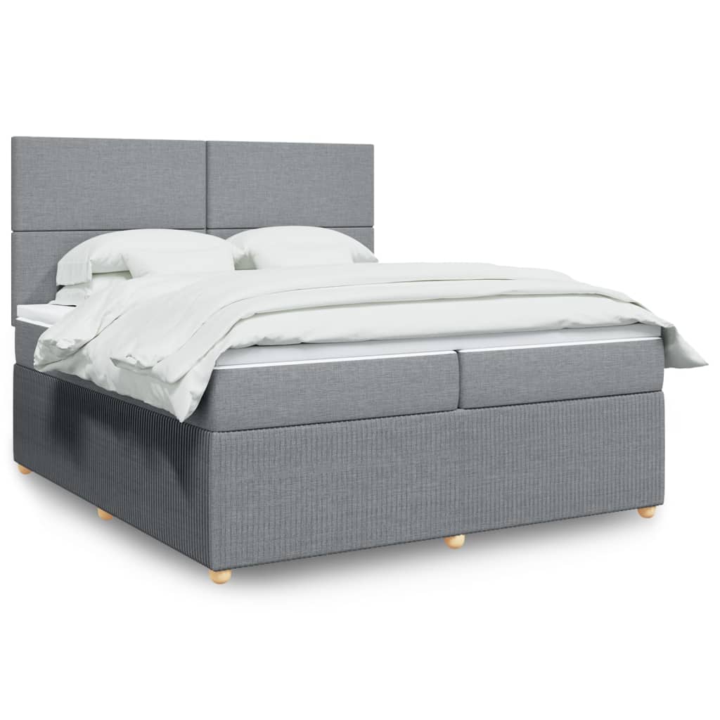 Boxspringbett mit Matratze Hellgrau 200×200 cm Stoff