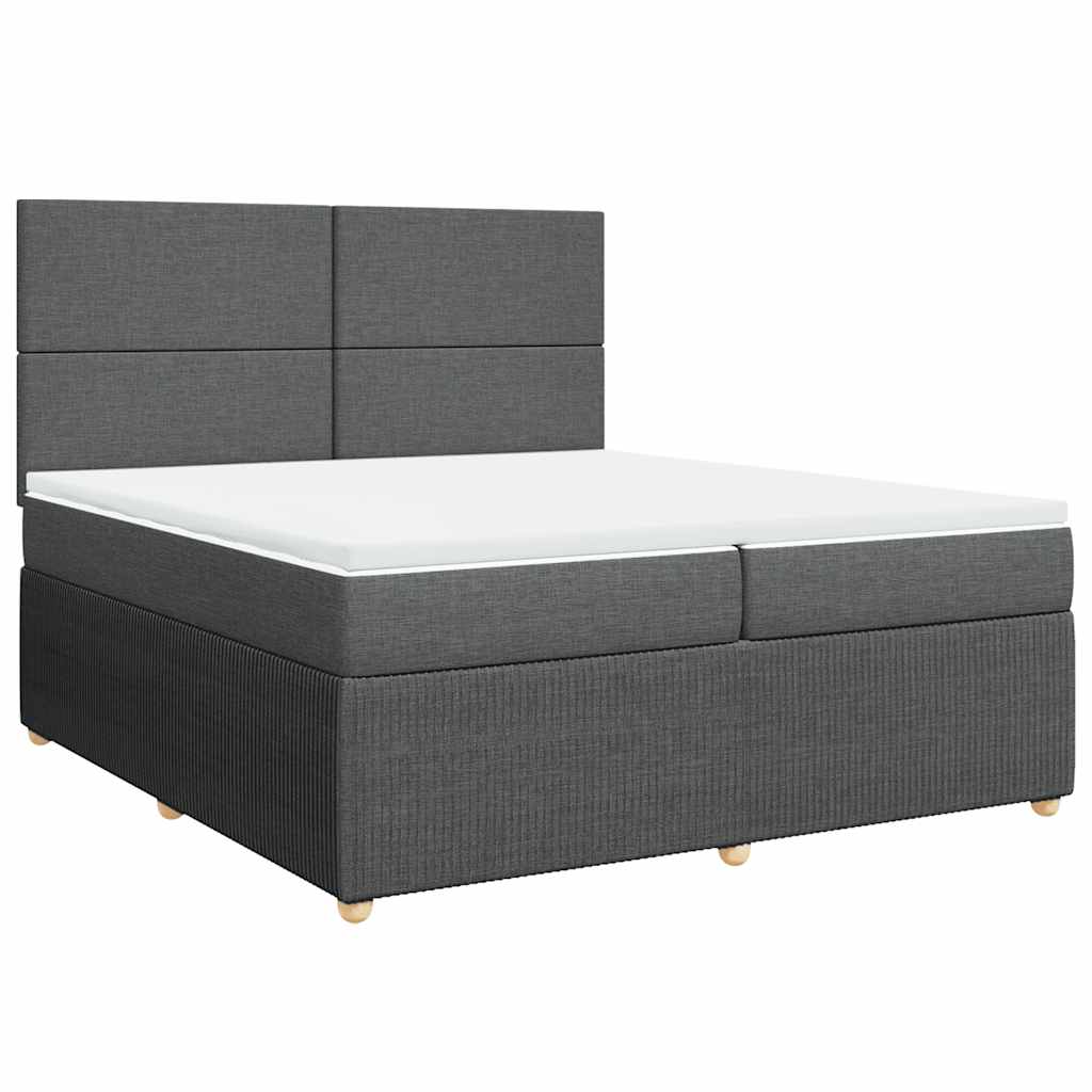 vidaXL Boxspring met matras stof donkergrijs 200x200 cm afbeelding
