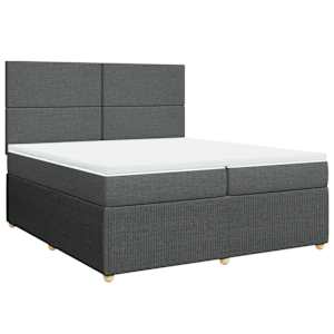 Box spring postel s matrací tmavě šedá 200x200 cm textil - obrázek 3