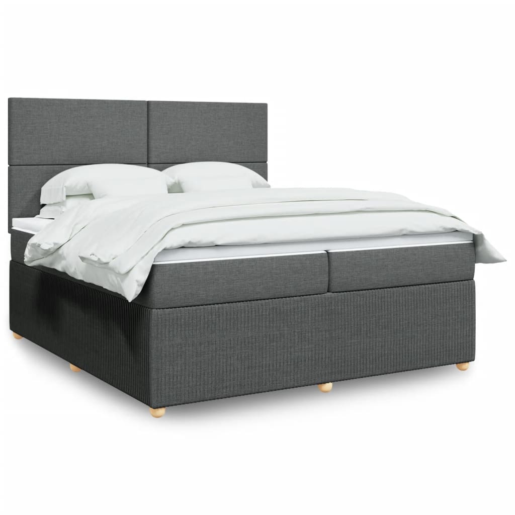 Boxspringbett mit Matratze Dunkelgrau 200×200 cm Stoff