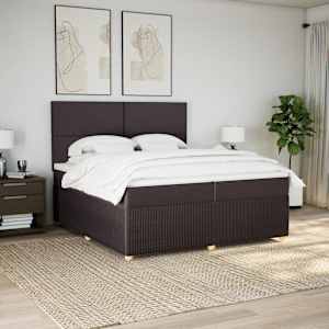 Box spring postel s matrací tmavě hnědá 200x200 cm textil - obrázek 5