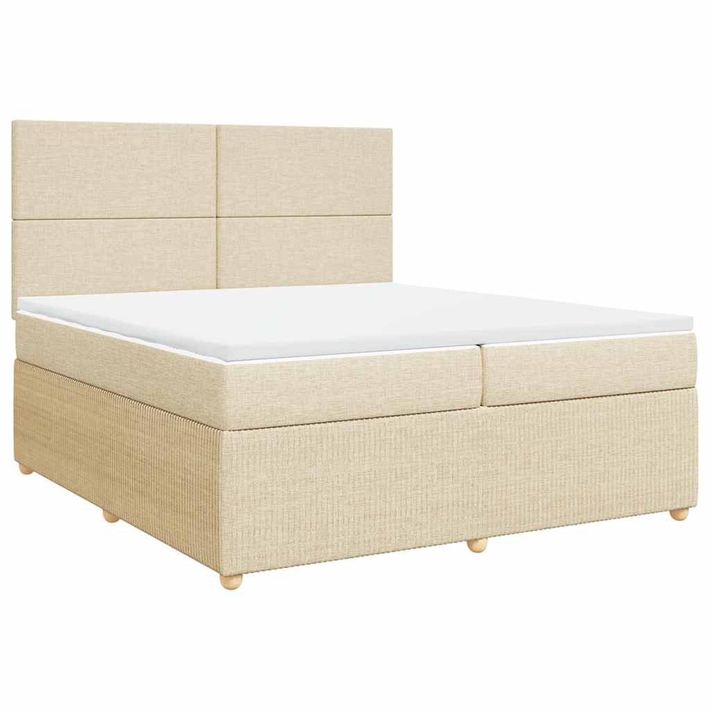 vidaXL Boxspring met matras stof crèmekleurig 200x200 cm afbeelding