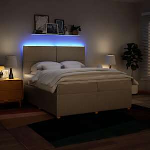 Box spring postel s matrací krémová 200x200 cm textil - obrázek 4