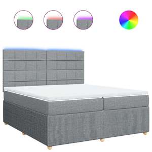 Box spring postel s matrací světle šedá 200 x 200 cm textil - obrázek 2